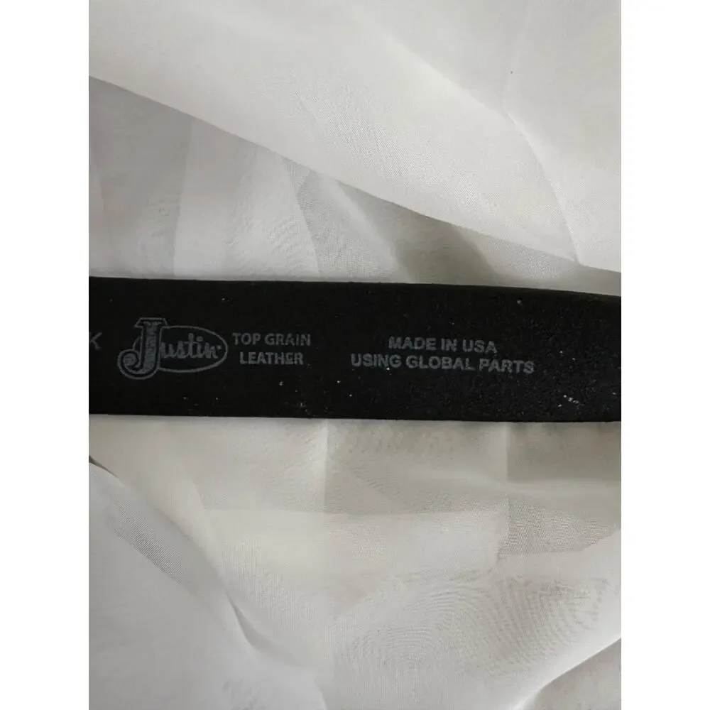 JUSTIN Mens size 40 Black Genuine Leather Belt PEBBLED 1.5